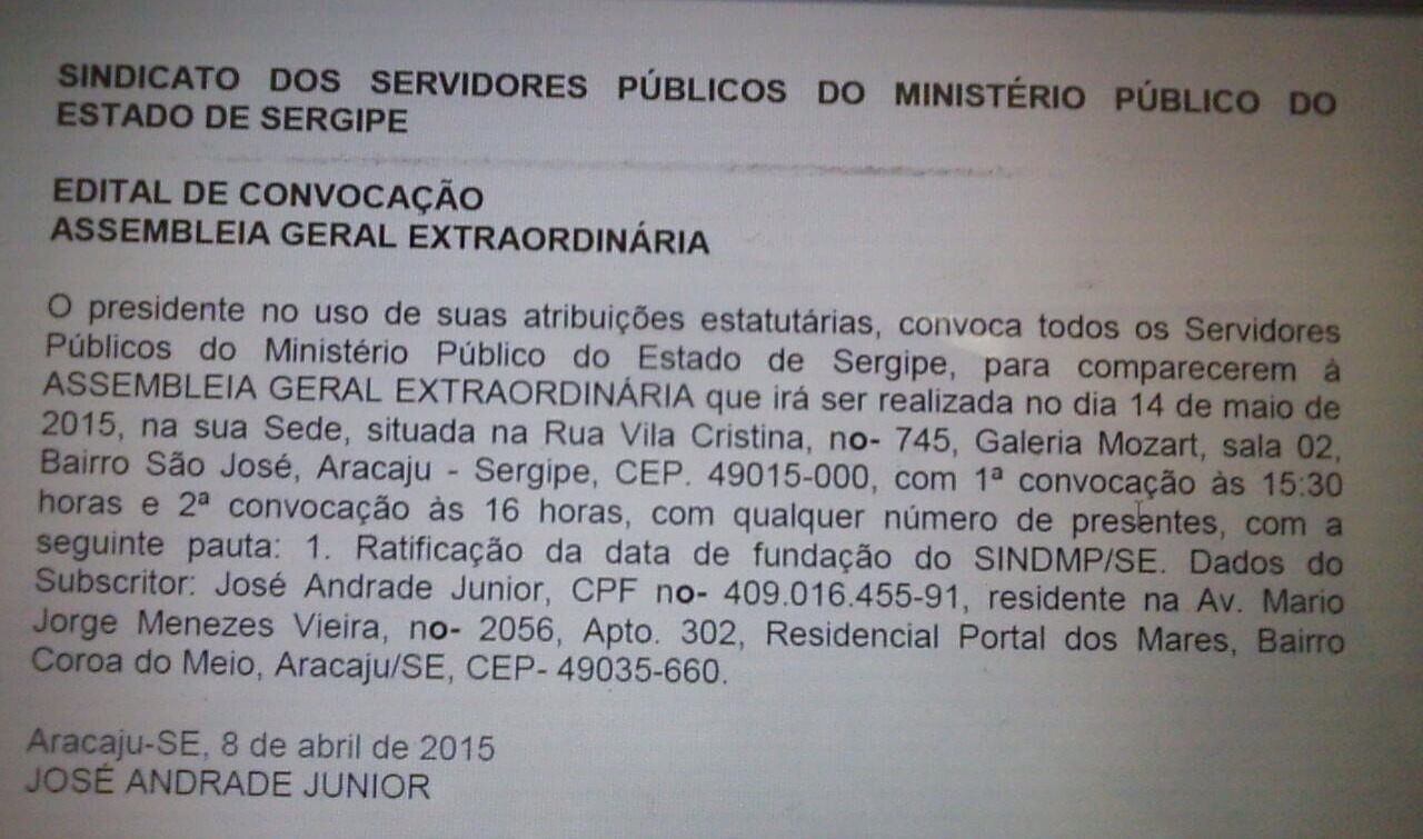 Edital convocação ratificação SINDMP